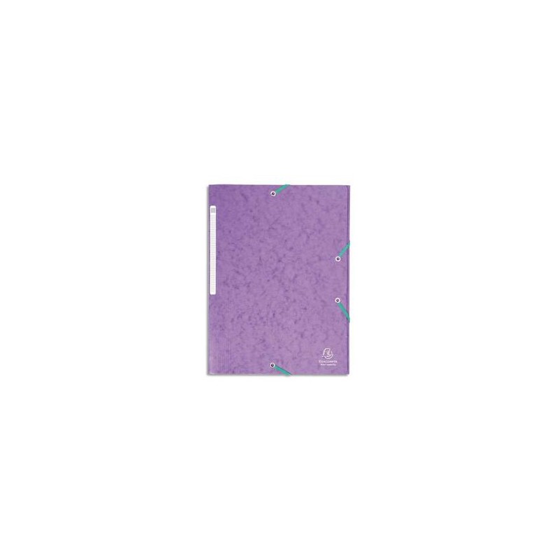 EXACOMPTA Chemise 3 rabats et élastique monobloc , carte lustrée 5/10e mauve, élastique fixé devant