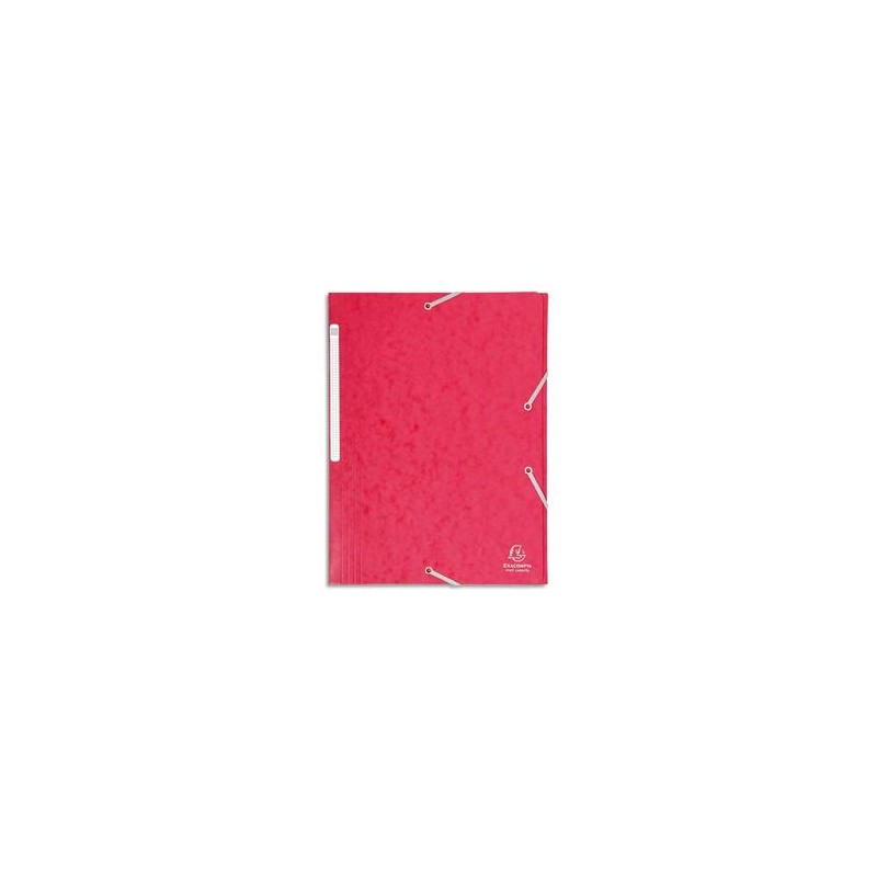 EXACOMPTA Chemise 3 rabats et élastique monobloc , carte lustrée 5/10e rouge, élastique fixé devant