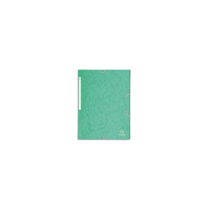 EXACOMPTA Chemise 3 rabats et élastique monobloc , carte lustrée 5/10e vert clair, élastique fixé devant