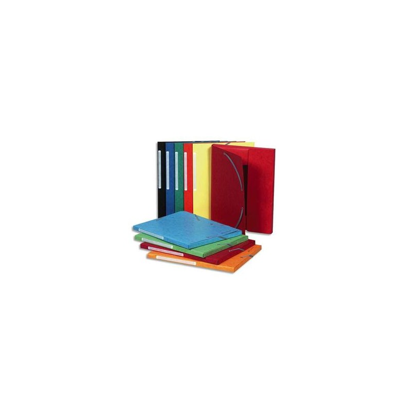 EXACOMPTA Chemise 3 rabats et élastique monobloc , carte lustrée 5/10e assortis, élastique fixé devant