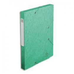 EXACOMPTA Chemise 3 rabats et élastique Exatobox dos de 3 cm, en carte lustrée 5/10e vert