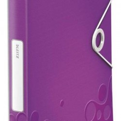 LEITZ Boîte de classement WOW en polypropylène. Dos de 30mm. Fermeture par élastique. Coloris violet.