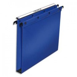 OBLIQUE AZ Paquet de 10 dossiers suspendus TIROIR en polypro opaque. Fond 30, bouton-pression. Bleu