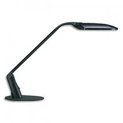 UNILUX Lampe Fluorescente Duo noire - Tête L26 cm, Bras 59 cm H60 cm et socle 25 x 21 cm