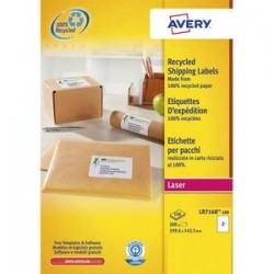 AVERY Boîte de 200 étiquettes adresse laser recyclées blanc 199,6 x 143,5 mm LR7168-100