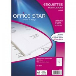 OFFICE STAR Boîte de 1200 étiquettes multi-usage blanches 63,5 x 38,1 mm OS43435