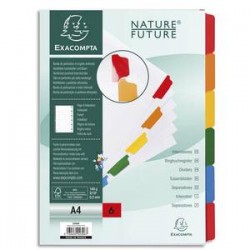 EXACOMPTA Jeu d'intercalaire 6 positions en carte blanche 170g, onglets Mylar®. Format A4.