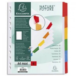 EXACOMPTA Jeu d'intercalaire 6 positions en carte blanche 170g, onglets Mylar®. Format A4+.