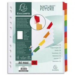 EXACOMPTA Jeu d'intercalaire 12 positions en carte blanche 170g, onglets Mylar®. Format A4+.