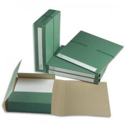 EXTENDOS Dossier pour archivage à 3 rabats , dos de 6 cm, en carton vert, fermeture par élastique