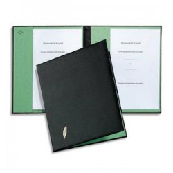 EMEY Parapheur double clip de maintien 1 compartiment couverture noire ouatinée intérieur buvard vert