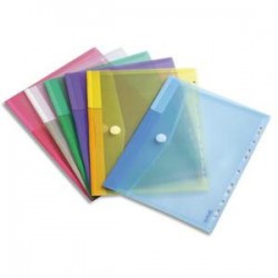 TARIFOLD sachet de 12 pochettes fourretout velcro perfo 11 trous Tcollection en PP 20/100 coloris ass
