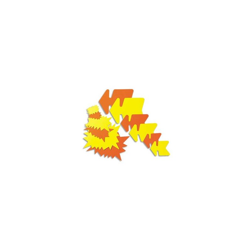 AGIPA Paquet de 25 étiquettes pour point de vente en carton fluo jaune/orange forme éclaté 16 x 24 cm