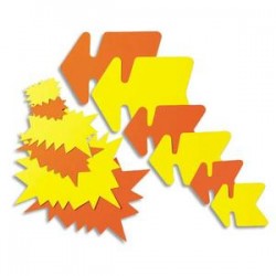 AGIPA Paquet de 25 étiquettes pour point de vente en carton fluo jaune/orange forme éclaté 24 x 32 cm