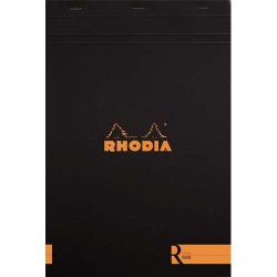 RHODIA Bloc "coloR" agrafé en-tête 21x29,7 (n°18) 140 pages lignées. Couverture rembordée noire