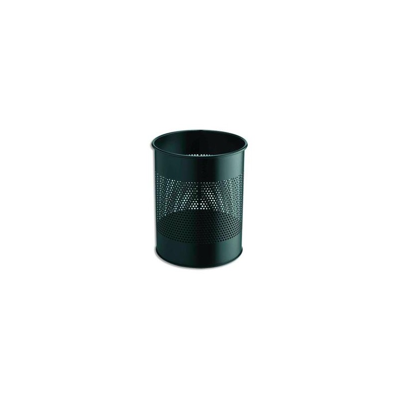 DURABLE Corbeille à papier métal ajourée 15 litres noir Diam 31,5 x H 26 cm