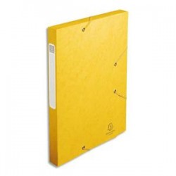 EXACOMPTA Chemise 3 rabats et élastique Exatobox dos de 3 cm, en carte lustrée 5/10e jaune