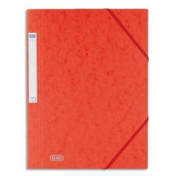 ELBA Chemise 3 rabats en carte lustrée 7/10 ème. Coloris rouge.