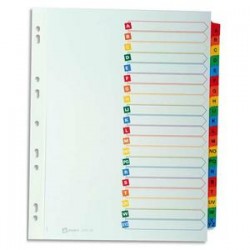 AVERY Répertoire alphabétique 20 touches . En carte blanche, onglets plastifiés de couleur. Format A4.