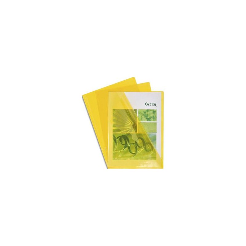 EXACOMPTA Boîte de 100 pochettes coin en PVC 14/100 ème. Coloris jaune.