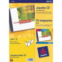 AVERY Boîte de 50 étiquettes jet d'encre monochrome pour CD et DVD J8676-25