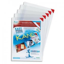 TARIFOLD Sachet de 5 poch. murales PVC A4 , adhésives repositionnables, ouv. en coin et coin magnétique.