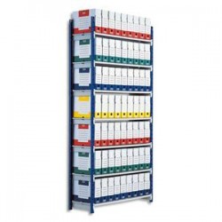 PAPERFLOW Rayonnage Rang'Eco tubulaire élément Suivant enacier,5 tablettes - Dim. L100 x H200 x P34 cm