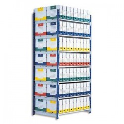 PAPERFLOW Rayonnage Rang'Eco tubulaire élément Suivant en acier, 5 tablettes - Dim. L100 x H200 x P68 cm