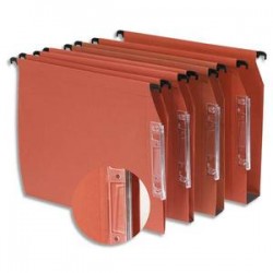 NEUTRE Boîte de 25 dossiers suspendus ARMOIRE en kraft 210g. Fond V, volet agrafage. Orange.