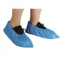 HYGIENE Lot de 100 Surchaussures en polyéthylène imperméables avec ourlet cheville taille unique bleues