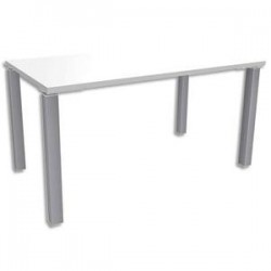 SIMMOB Bureau droit 4 pieds EXPRIM - Dimensions : L140 x H72,5 x P80 cm Blanc perle aluminium