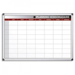 BI-OFFICE Planning Bi-Office hebdo perpétuel magnétique - Dim. L90 x H60 cm blanc/gris