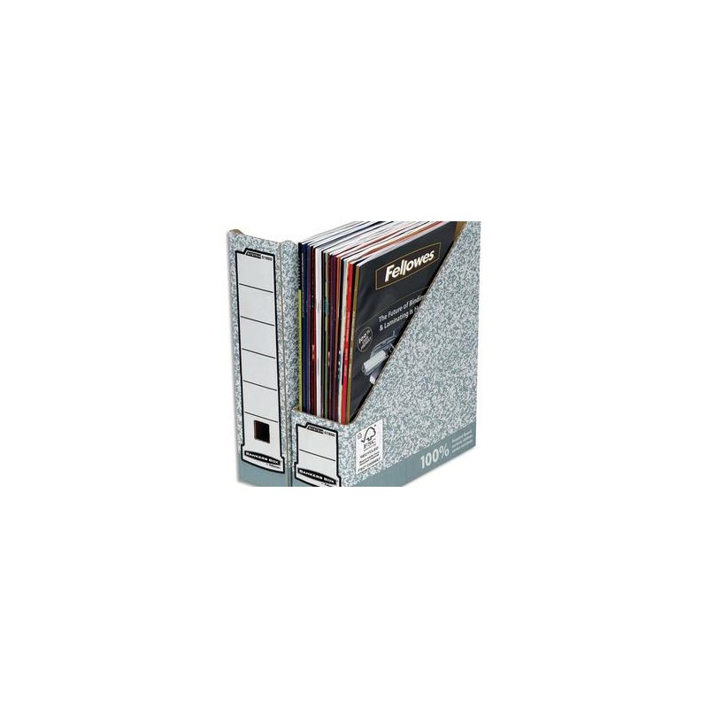 BANKERS BOX Porte-revues dos 8 cm pour format A4, carton recyclé gris/blanc