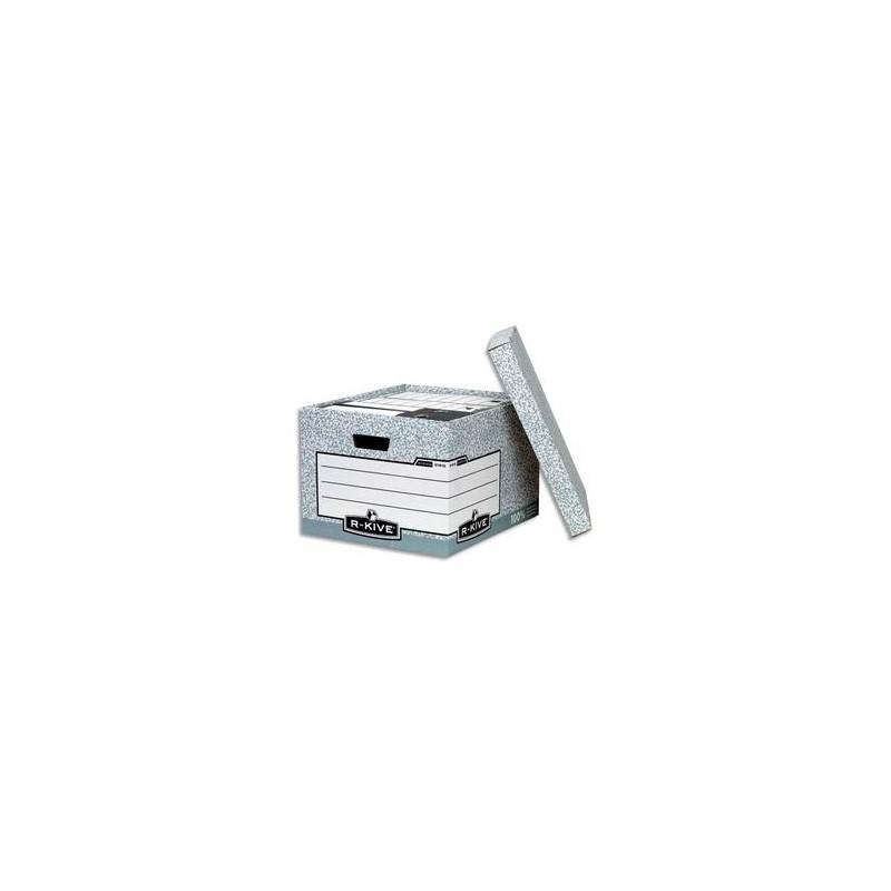 BANKERS BOX Caisse XL L38xh28,7xp43cm, montage automatique, carton recyclé gris/blanc