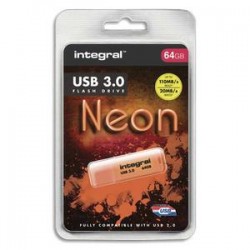 INTEGRAL Clé USB 3.0 Neon 64Go Orange INFD64GoNEONOR3.0+ redevance