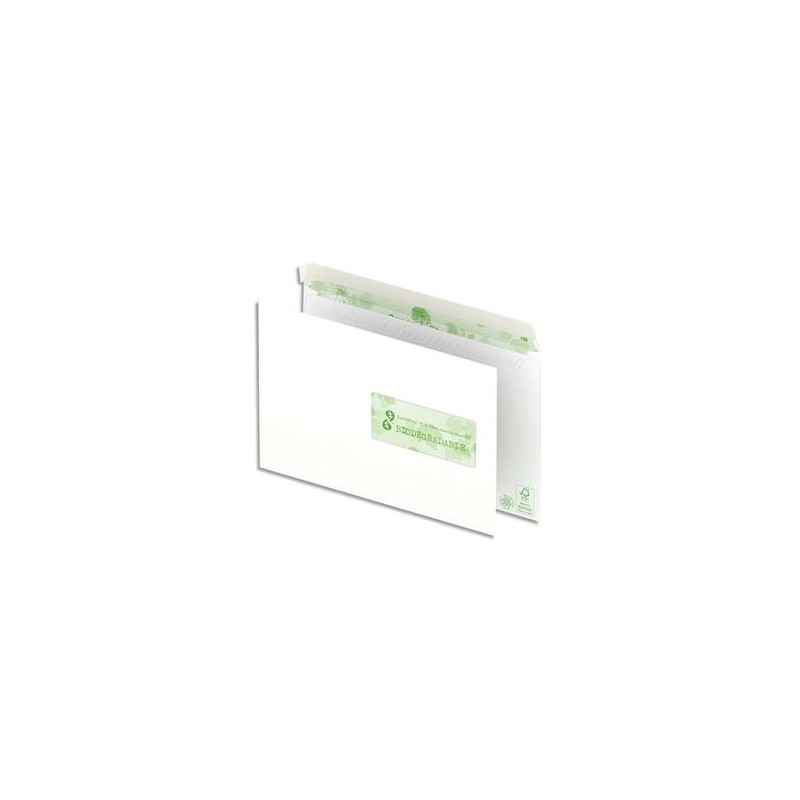 OXFORD Boîte de 500 enveloppes recyclées extra blanches 90g format C5 162x229 mm avec fenêtre 45x100 mm
