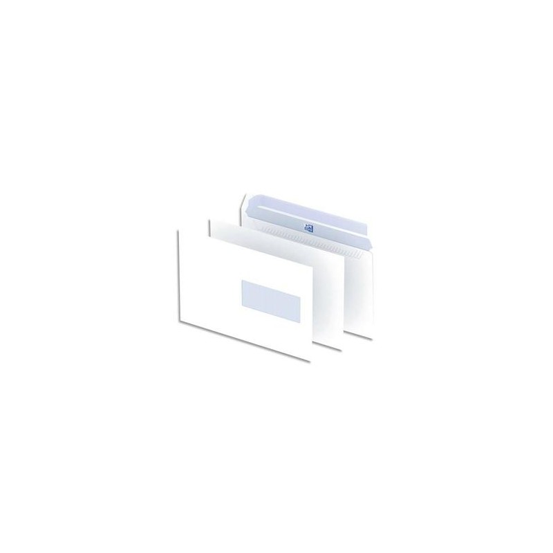 OXFORD Boîte de 500 enveloppes blanches auto-adhésives 90g format C5 162x229 mm avec fenêtre 45x100 mm