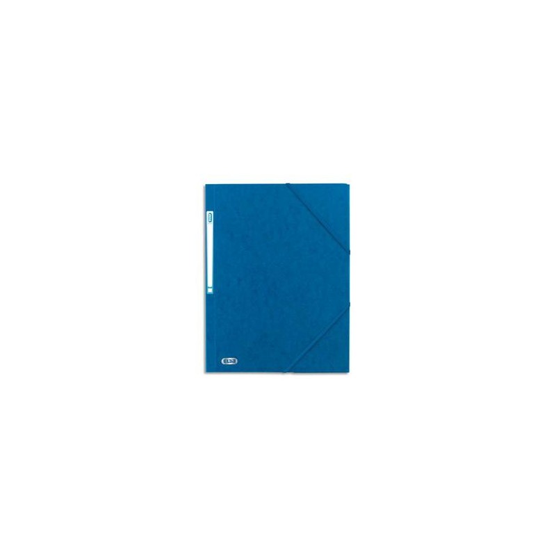ELBA Chemise 3 rabats à élastique BOSTON en carte lustrée 5/10e. Pour format A4. Coloris bleu/noir