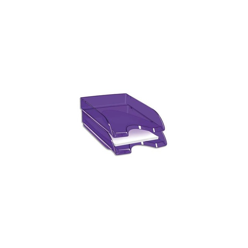 CEP Corbeille à courrier Happy ultra violet transparent. Dimensions : L34,5 x H6,4 x P26 cm