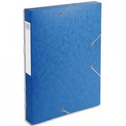 EXACOMPTA Chemise 3 rabats et élastique Exatobox dos de 4 cm, en carte lustrée 5/10e bleu