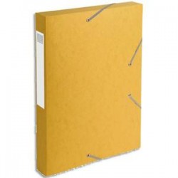 EXACOMPTA Chemise 3 rabats et élastique Exatobox dos de 4 cm, en carte lustrée 5/10e jaune