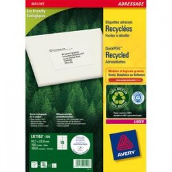 AVERY Boîte de 1600 étiquettes adresse laser recyclées blanc 99.1X33.9 LR7162-100