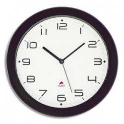 ALBA Horloge murale Hormur/Hornew silencieuse noire - pile AA non fournie - Diam 30cm