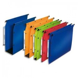 OBLIQUE AZ Paquet de 10 dossiers suspendus ARMOIRE en polypro opaque. Fond 80, bouton-pression. Bleu