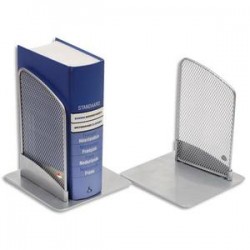 ALBA Lot de deux Serre-livres en métal gris Mesh - Dimensions L13 x H16 x P13 cm