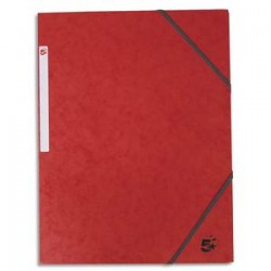 5 ETOILES Chemise 3 rabats monobloc à élastique en carte lustrée 5/10e, 390g. Coloris rouge.