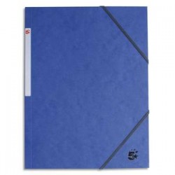 5 ETOILES Chemise simple à élastique en carte lustrée 5/10eme 390g. Coloris bleu. Dimensions 24x32cm