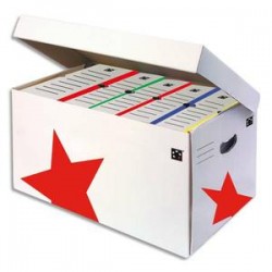 5 ETOILES Conteneur ouverture sur le dessus, couvercle attenant. Montage auto. Carton blanc.