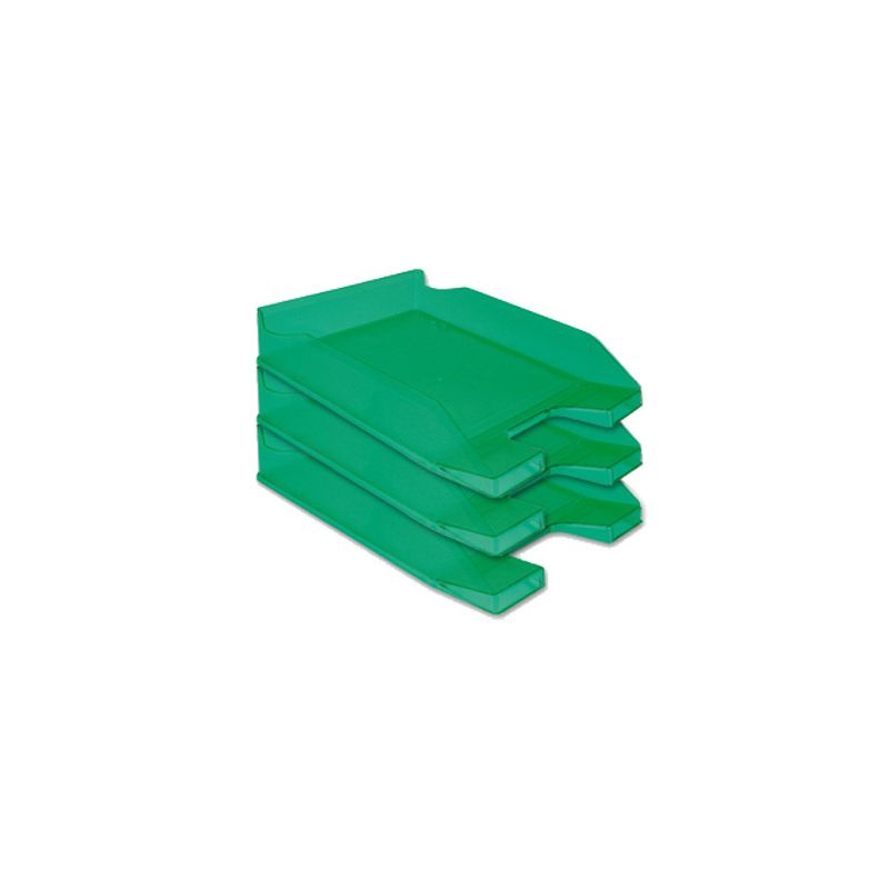 Corbeille courrier q-connect a rchivo documents a4 /24x32cm empilable 35x25.5x6.5cm coloris vert transparent