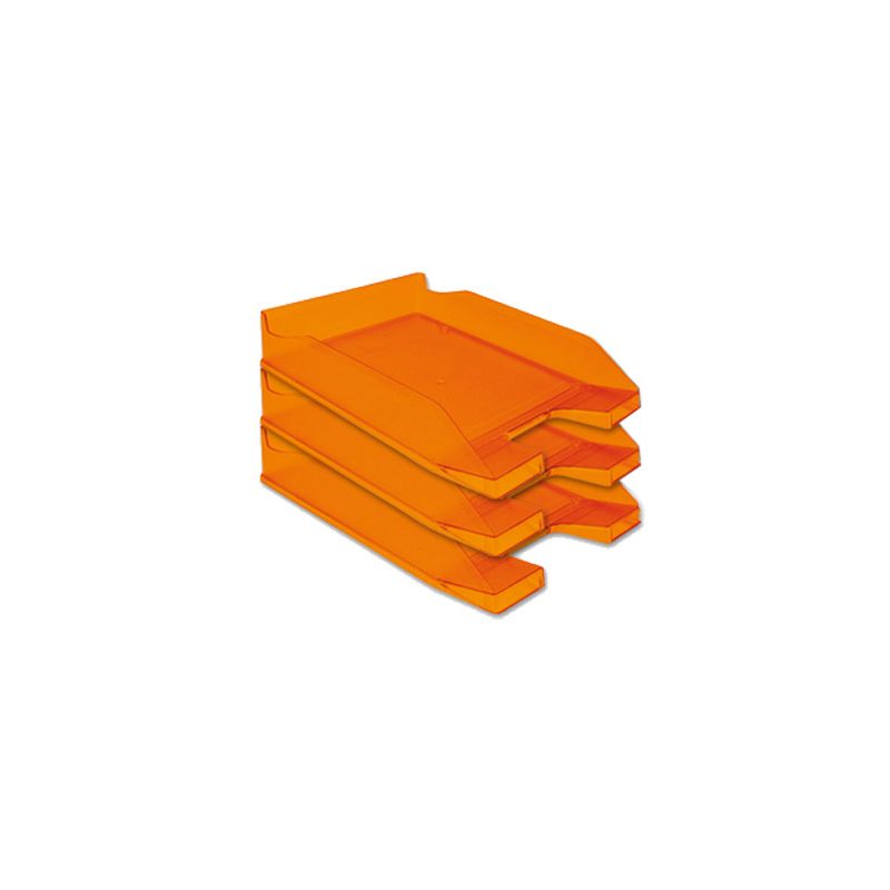 Corbeille courrier q-connect a rchivo documents a4 /24x32cm empilable 35x25.5x6.5cm coloris orange transparent